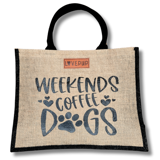 Weekend Coffee Dogs Jute Bag